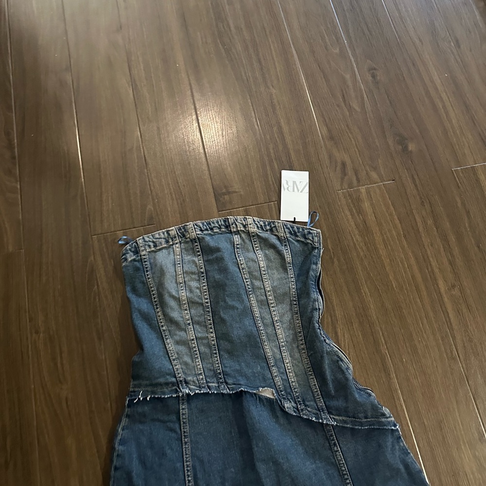 Zara halted denim split dress - Picture 7 of 9